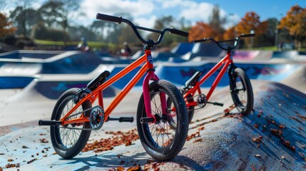 Fototapeta premium BMX Bikes at the Skate Park 