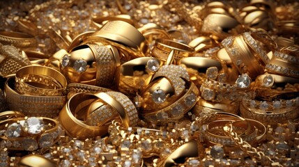 Beautiful gold jewelry collection background