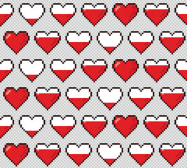 The seamless red background with hearts.
