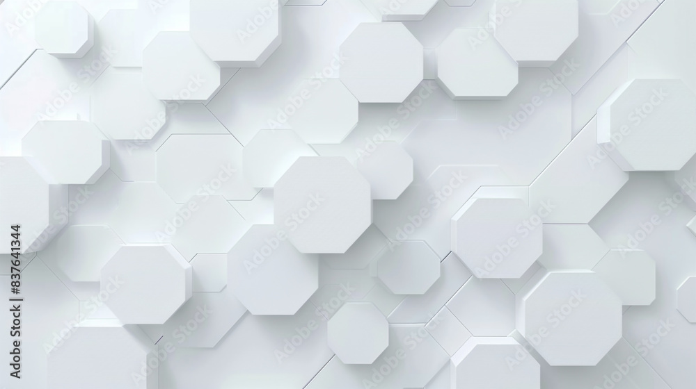 Wall mural abstract cube white hexagon shape pattern innovative concept background. design element with geometric background of hexagons shape 3D Futuristic pattern. 