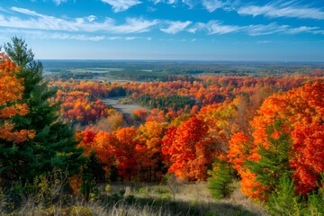 Fototapeta premium Breathtaking Autumnal Overlook of a Lush Valley Enveloped in Vibrant Foliage