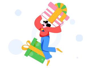 Holiday shopping people doing e-commerce online shopping flat vector concept operation hand drawn illustration
