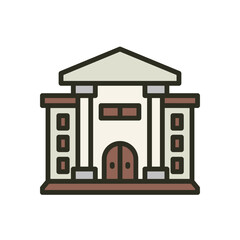 University building minimal icon. College institution, education vector web icon. Bank, government, historic or museum building vector icon symbol