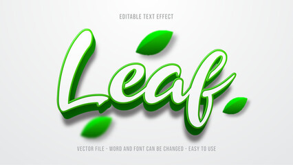 Leaf editable text effect 3d style