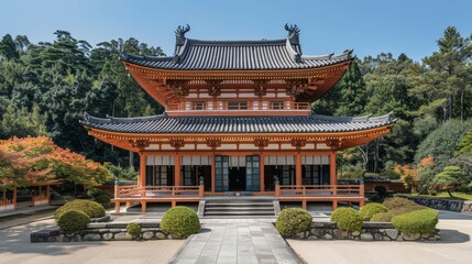 Buddhist Temple with Classical Architecture 