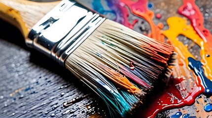 Obraz premium A set of brushes and paints for creating art
