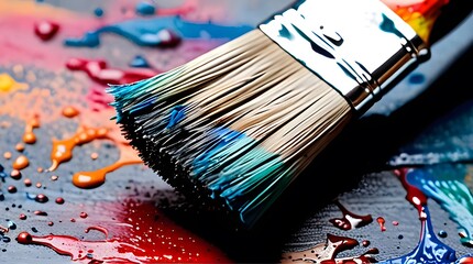 Fototapeta premium A set of brushes and paints for creating art