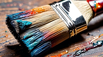 A set of brushes and paints for creating art