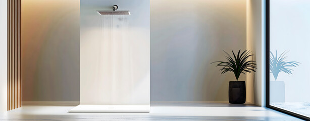 Shower with rain effect for a sensory experience in a modern apartment