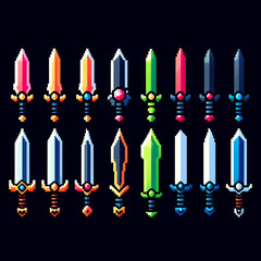 RPG pixel art daggers sprite sheet