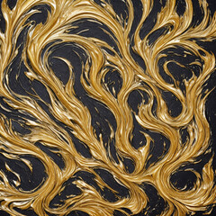 Carved golden splashes of oil, smooth spreading splashes, from right to left, flowing. on a white background