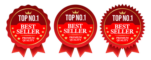 Best seller badge logo design. Best seller sticker label. 100% Satisfaction Guaranteed. Vector Illustration.	