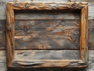 Rustic Wooden Frame with Weathered Finish for Country Style Artwork