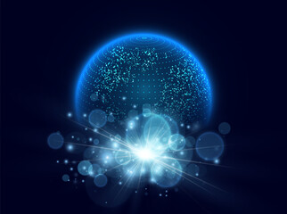 Technology image of globe. Global network graphic concept.