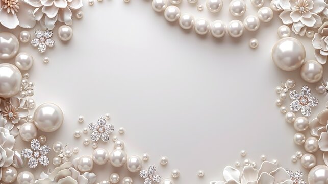Elegant Pearl and Rhinestone Frame Ideal for Wedding Photos