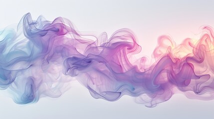 Fototapeta premium Colorful smoke against a white backdrop, featuring a blue-pink smoke trail in its center White background with a superimposed blue-pink smoke trail