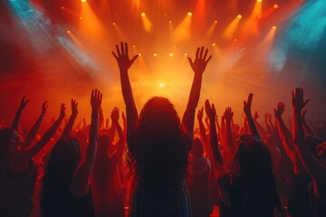 A vibrant concert scene with a crowd enjoying live music and colorful stage lights, creating an electrifying atmosphere of celebration and joy.