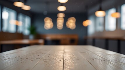 empty office desk with blurred background