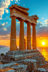 Fototapeta premium Ancient ruins with a stunning sunset backdrop