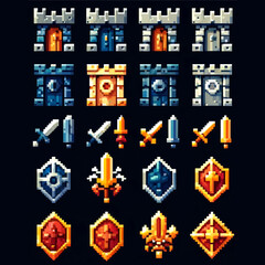 Pixel Art RPG Castle Armories Icons