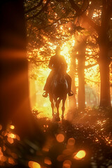 Fototapeta premium Horseback riding through a picturesque countryside