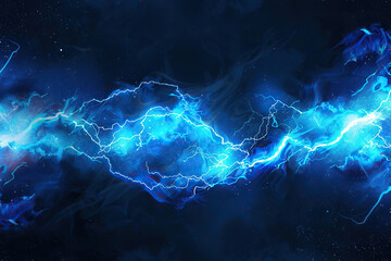 Generative ai on theme of scary bright electric lightning bolt with branches in the night dark sky