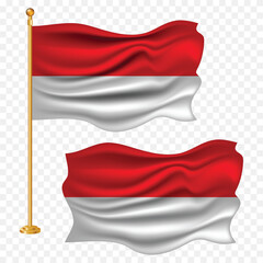 indonesia independence day with indonesian national flag waving fabric illustration png element with pole emoji and clipart transparent background
