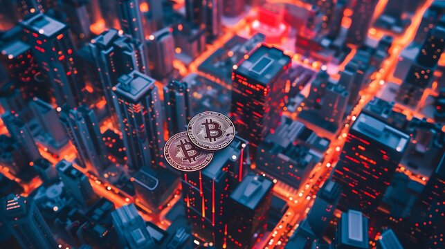 A cyberpunk city where bitcoin is the main currency