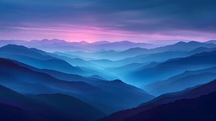 Fototapeta premium Majestic Mountainous Panorama with Serene Purple and Blue Hues