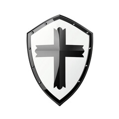 Fototapeta premium A shield with cross icon on a transparent background for easy di-cut.