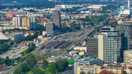 AERIAL: Railway station lies in middle of residential neighborhood in Ljubljana