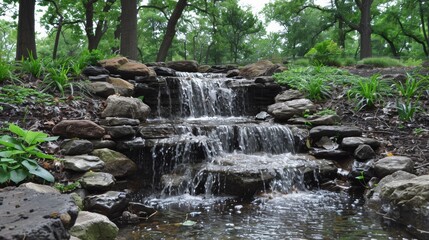 Fototapeta premium Mini Waterfall in the Park 