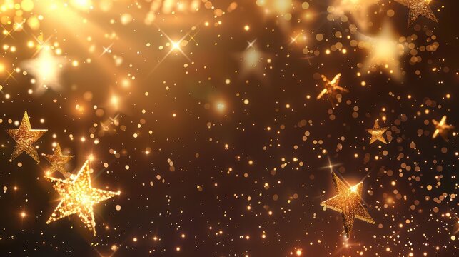 Highlight the sophistication of a classy certificate banner with a refined design featuring elegant shining lights and ethereal falling star particles, creating a prestigious backdrop for honoring.