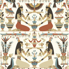 古代エジプトの装飾模様 シームレスパターン
 Ancient Egyptian ornament seamless pattern