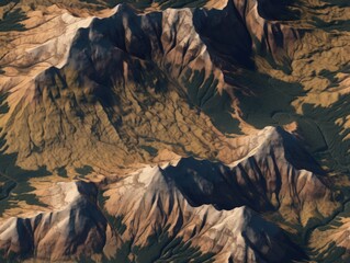 Seamless peaks mountains terrain texture map pattern.