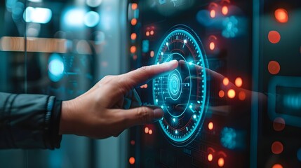 Biometric Security System with Hand Scanning Device Ensuring Secure Access and Technology Concept