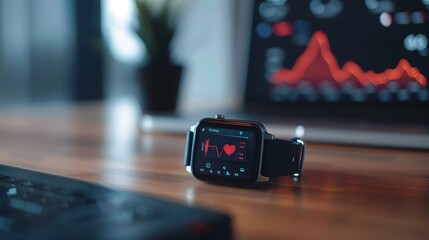 Wearable Fitness Tracker with Heart Rate and Activity Data Displayed on Connected Mobile App