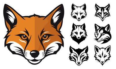 Obraz premium Collection of fox logos, emblem, illustration in a minimalist style