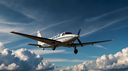 Obraz premium Single turboprop aircraft small private plane flying.generative.ai 