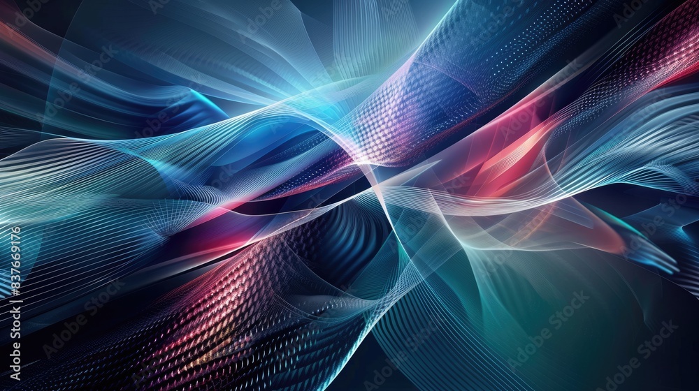Poster modern abstract technology background with smooth, curved shapes and overlapping geometric patterns 