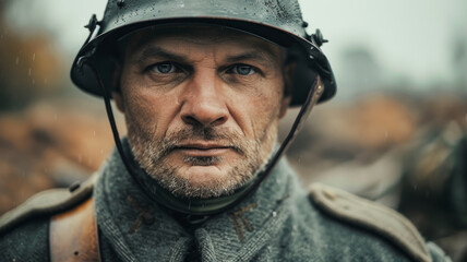 Fototapeta premium Austro-Hungarian Soldier in WWI Uniform