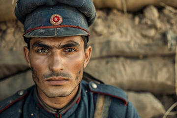 Obraz premium Ottoman Soldier in WWI Uniform.