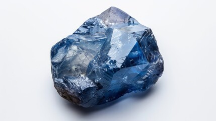 Blue Garnet, photographed in the studio on a white background, showing the surface details and beautiful color of the stone, Ai generated Images