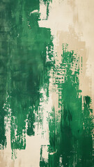 Emerald Green and Beige Brush Strokes