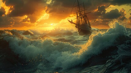 Ocean with Fishing Boat 