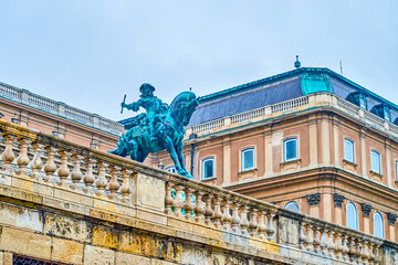 Equestrian Statue of Prince Eugene of Savoy in front of Buda Castle, Budapest, Hungary