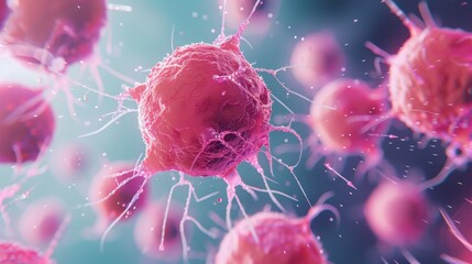 Cancer cells. Microscopic image of cancer cells.