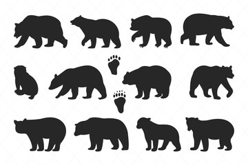 Mama Bear Svg, Papa Bear Svg, Baby Bear Svg, Black Bear Svg, Bear silhouette icon, bear logo, Illustration, SVG Vector,