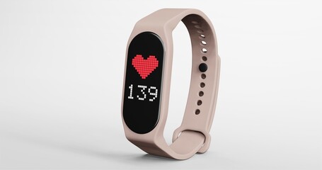3d render of smart band, fitness watch, sport bracelet, or fitness activity tracker isolated on isolated background