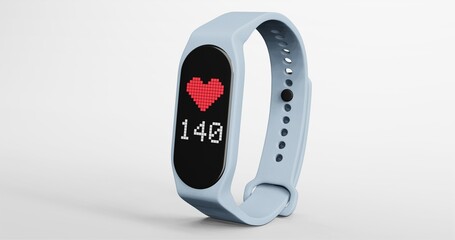3d render of smart band, fitness watch, sport bracelet, or fitness activity tracker isolated on isolated background